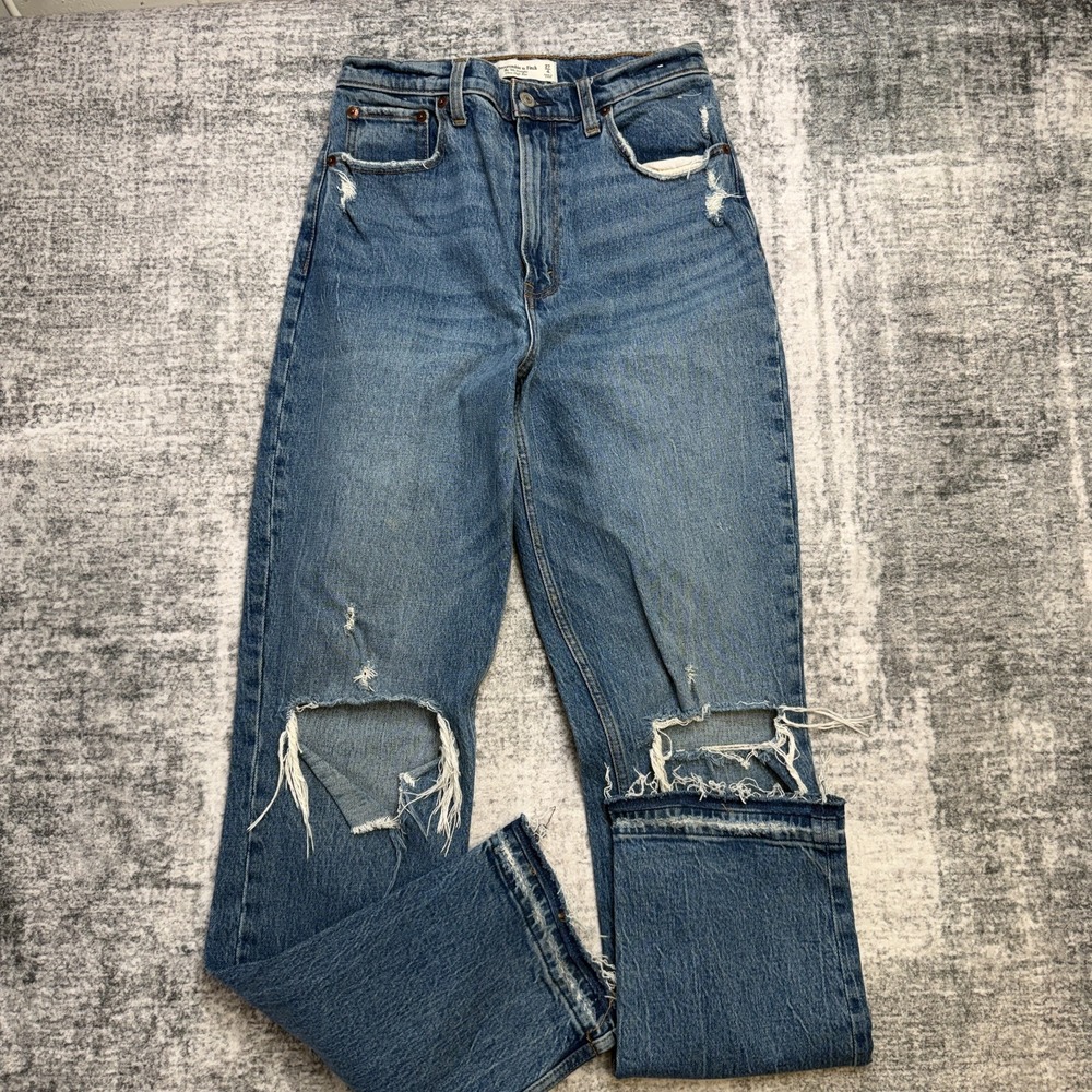 Abercrombie & Fitch Jeans Womens 27 4L 90s Straight Ultra High Rise Distressed